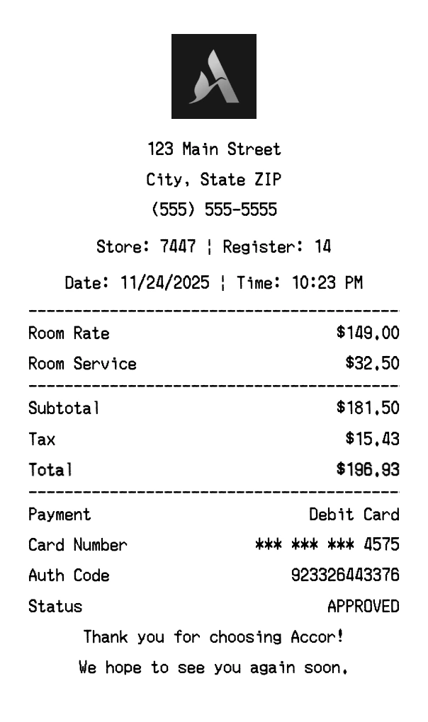 Accor receipt template preview