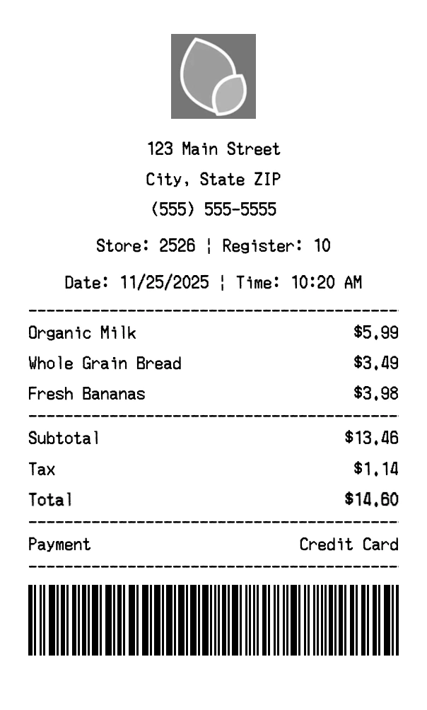 Brookshires receipt template preview - Professional receipt maker example showing customizable format