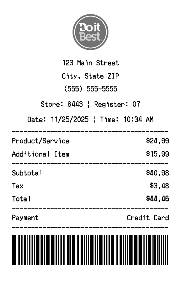 Do It Best receipt template preview - Professional receipt maker example showing customizable format