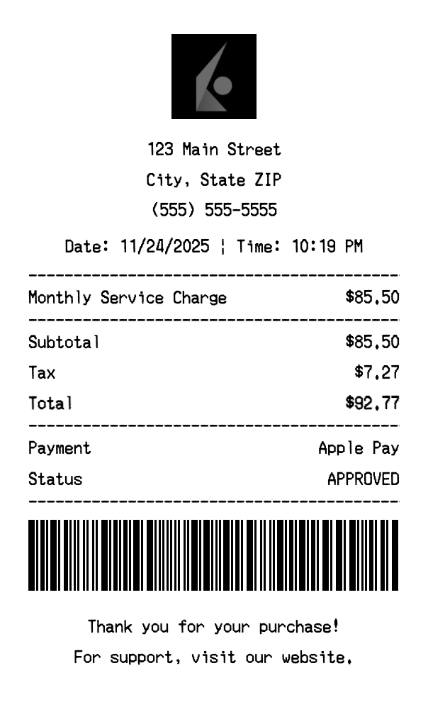 Interactive Brokers receipt template preview - Professional receipt maker example showing customizable format