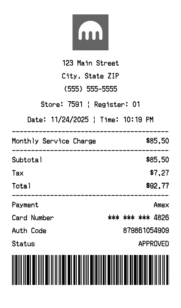 Kraken receipt template preview - Professional receipt maker example showing customizable format