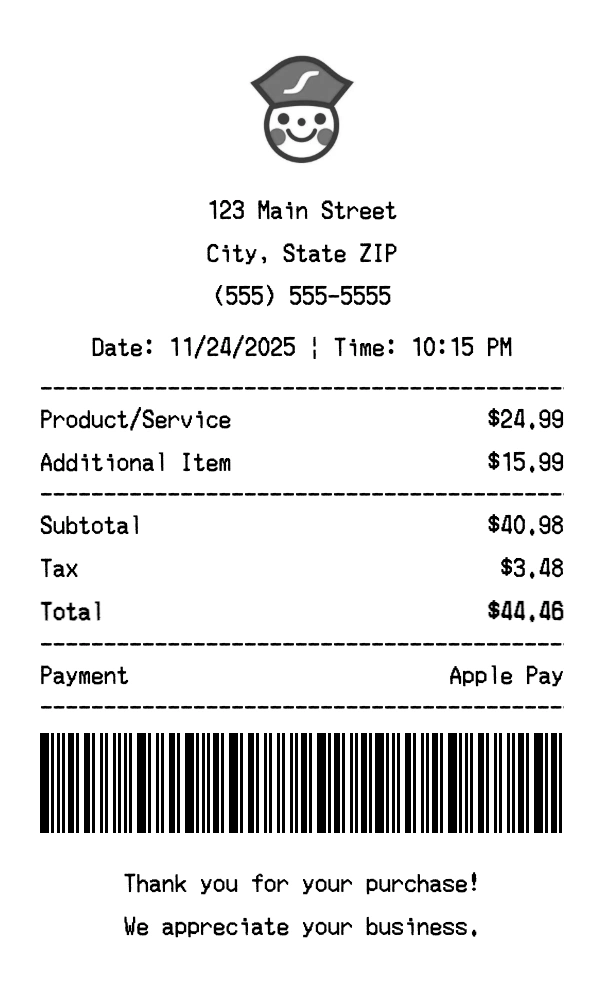 Schnucks receipt template preview - Professional receipt maker example showing customizable format